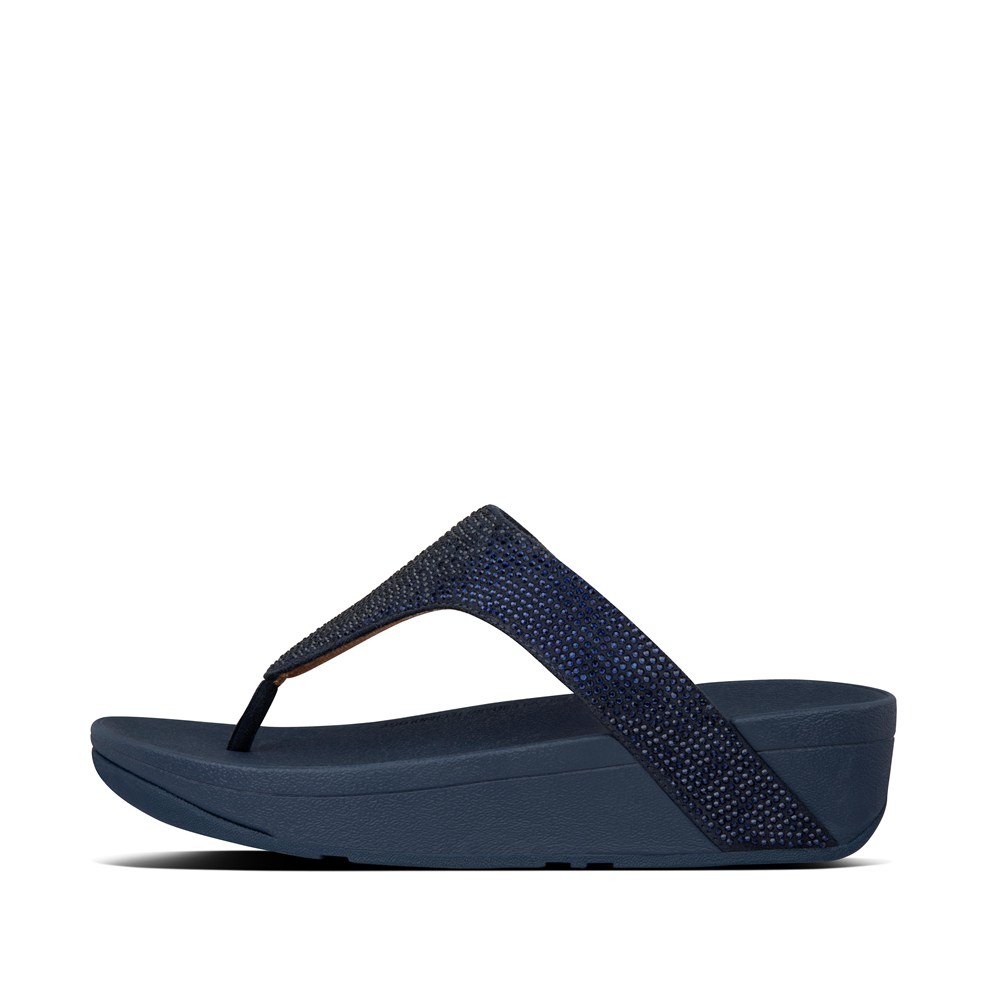 Fitflop Womens Sandals Navy - Lottie Shimmercrystal Toe-post - FU3160794